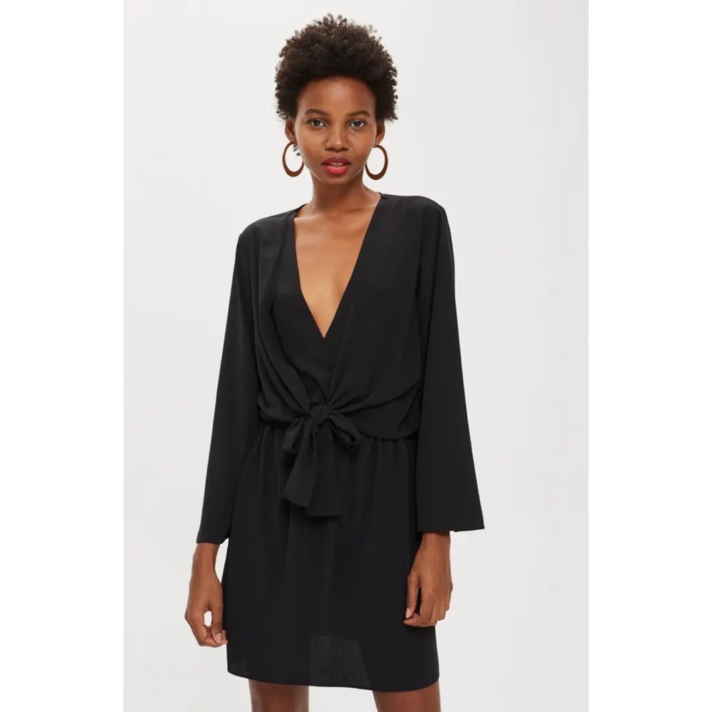 NWOT Topshop Tiffany Knot Mini Dress in Black